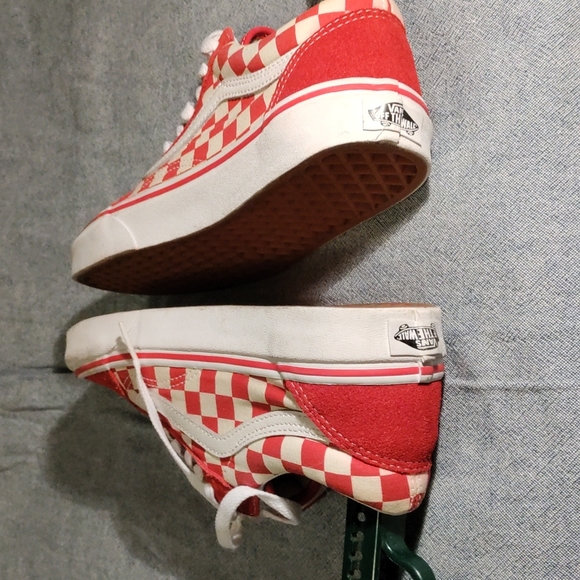 Prelove Suesex Vans low Top Checker Sneakers Color Red and white Men's 6 WM 7.5 - Picture 4 of 7